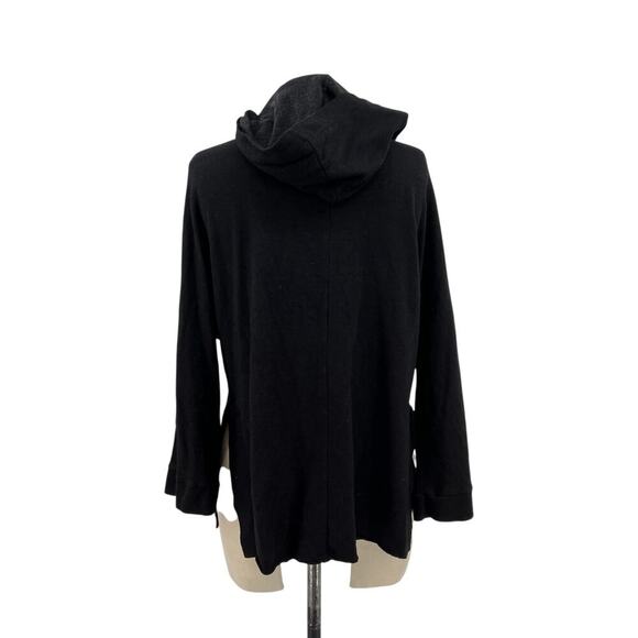 Monrow Black Lace-Up Neckline Hooded Flared Sleeve Sweatshirt Size XS - Picture 8 of 10
